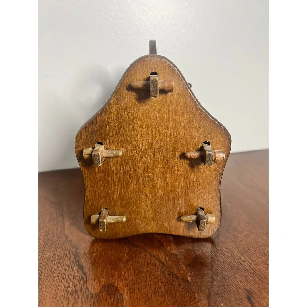 Vintage Wood & Cork Coaster Set: Rustic Home Decor, 5pc with Caddy (1979)